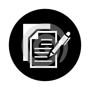 Notes, writing, document icon. Black vector design