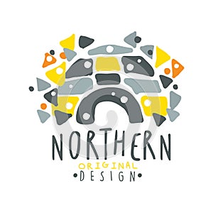 Nothern logo template design, badge for nothern travel, sport, holiday, adventure colorful hand drawn vector