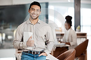 Nothing can help the man with the wrong attitude. a young call centre agent using a digital tablet while working in an