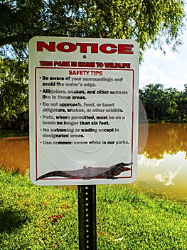 Notice of Aligators, Snakes, and other Wildlife