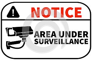 Notice Area Under Surveillance signage printable free download, illustration  Sticker.