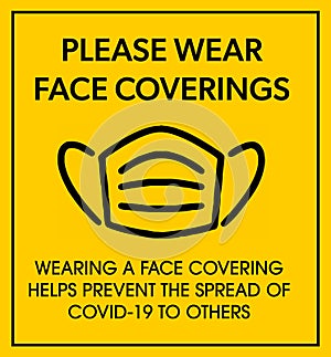 Notice asking people to wear masks or some sort of face coverings to prevent the spread of COVID-19 to others.