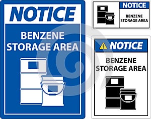 Notice Benzene Storage Area Sign On White Background