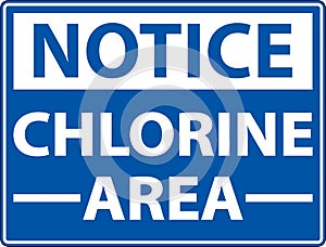 Notice Chlorine Area Sign On White Background