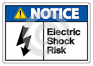 Notice Electric Shock Risk Symbol Sign On White Background