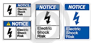 Notice Electric Shock Risk Symbol Sign On White Background