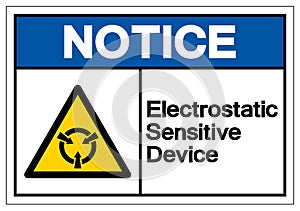 Notice Electrostatic Sensitive Device ESD Symbol Sign, Vector Illustration, Isolate On White Background Label .EPS10