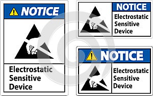 Notice Electrostatic Sensitive Device Sign On White Background