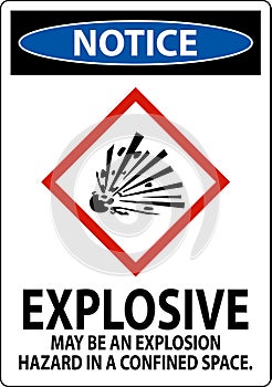 Notice Explosive GHS Sign On White Background