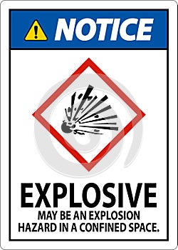 Notice Explosive GHS Sign On White Background