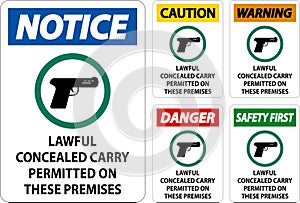 Notice Firearms Allowed Sign Lawful Concealed Carry Permitted On These Premises