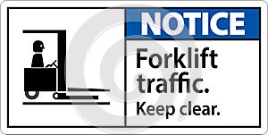 Notice Forklift Traffic Keep Clear Sign