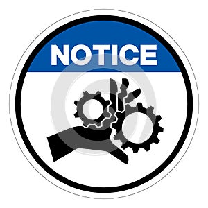 Notice Hand Entanglement Rotating Gears Symbol Sign, Vector Illustration, Isolate On White Background Label .EPS10