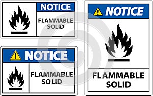 Notice Hazardous Signs Flammable Solid On White Background