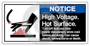 Notice High Voltage Hot Surface Symbol Sign, Vector Illustration, Isolate On White Background Label .EPS10