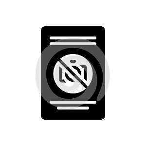 Black solid icon for Notice, information and camera