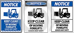 Notice Keep Clear of Moving Forklifts Sign On White Background