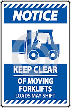 Notice Keep Clear of Moving Forklifts Sign On White Background