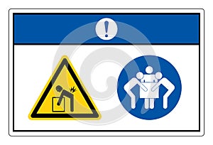 Notice Lift Hazard Use Three Person Lift Symbol Sign,Vector Illustration, Isolated On White Background Label. EPS10