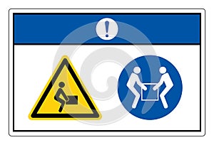 Notice Lift Hazard Use Two Person Lift Symbol Sign, Vector Illustration, Isolate On White Background Label. EPS10