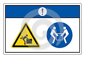 Notice Lift Hazard Use Two Person Lift Symbol Sign, Vector Illustration, Isolate On White Background Label. EPS10