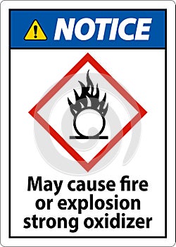 Notice May Cause Fire Or Explosion Sign On White Background