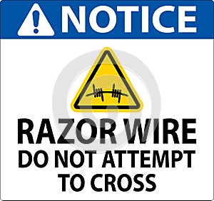 Notice Razor Wire Sign Razor Wire Do not Attempt to Cross