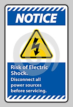 Notice Risk of electric shock Symbol Sign Isolate on White Background