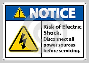 Notice Risk of electric shock Symbol Sign Isolate on White Background