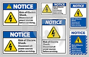 Notice Risk of electric shock Symbol Sign Isolate on White Background