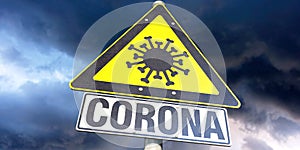 Notice sign of Coronavirus zone
