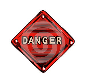 notice sign Danger, cartoon style. Ai