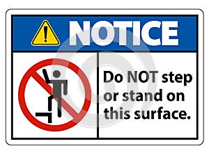 Notice sign do not step or stand on this surface