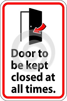 Notice Sign, Door To Be Kept Closed At All Times