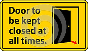 Notice Sign, Door To Be Kept Closed At All Times