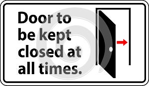 Notice Sign, Door To Be Kept Closed At All Times