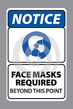 Notice sign of face masks required, face covering sign. wear face mask sign vector eps10