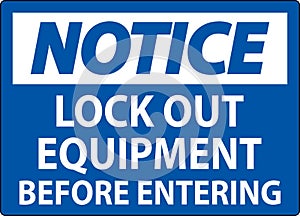 Notice Sign, Lock Out Equipment Before Entering