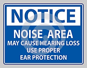 Notice Sign Noise Area May Cause Hearing Loss Use Proper Ear Protection