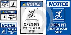 Notice Sign Open Pit, Watch Your Step