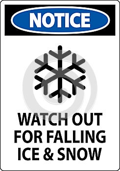 Notice Sign Watch Out For Falling Ice And Snow