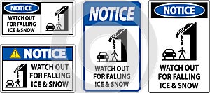 Notice Sign Watch Out For Falling Ice And Snow