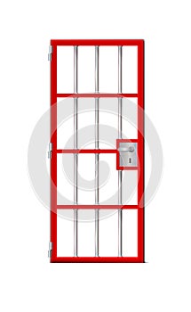 Noticeably better detailed red door prison. In jail behind bars for any background. Stock Vector isolated illustration