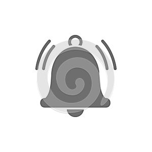 Notification bell, alarm, service handbell grey icon.