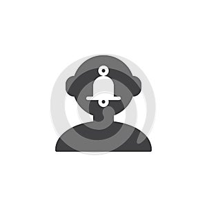 Notification bell in human head vector icon