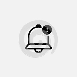Notification bell icon with exclamation mark. vector symbol outline style