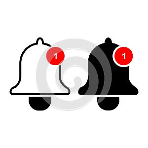 Notification bell icon for incoming inbox message. Vector illustrasi ringing bell and notification number sign for alarm clock and