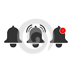 Notification bell icon for incoming inbox message. Vector illustrasi ringing bell and notification number sign for alarm clock and