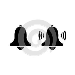 Notification bell icon for incoming inbox message. Vector ringing bell and notification number sign for alarm clock and smartphone