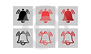 Notification bell icon . Incoming inbox New message notification . Ringing bell, clock, smartphone, alarm, alert